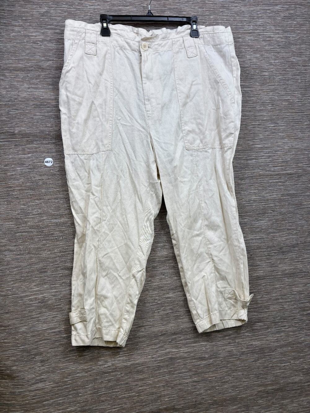 Banana Republic Lyocell Linen Blend Cropped Cargo Pants Womens Size 20S Beige